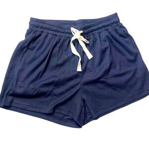 Ekouaer Pajama Lounge Shorts Womens Small Navy Blue Drawstring  Pockets NWOT